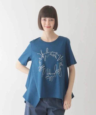 【接触冷感】ブレード刺繍デザインヘムカットソー　／洗える