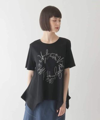【接触冷感】ブレード刺繍デザインヘムカットソー　／洗える