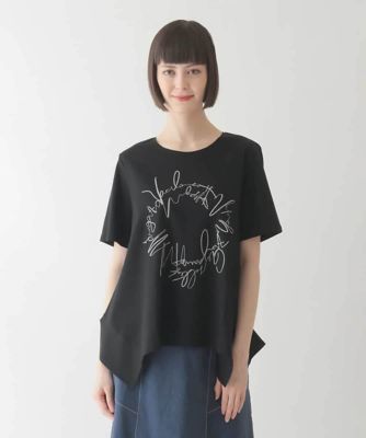 【接触冷感】ブレード刺繍デザインヘムカットソー　／洗える