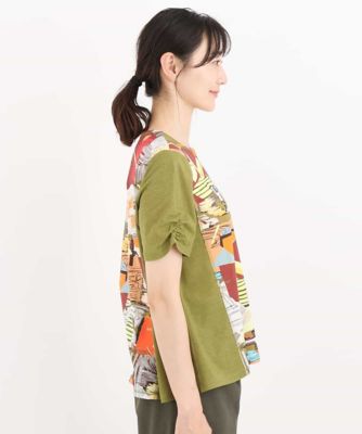 【洗える】切り替えデザインアートプリントＴシャツ