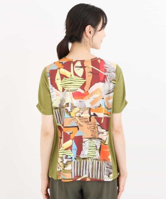 【洗える】切り替えデザインアートプリントＴシャツ