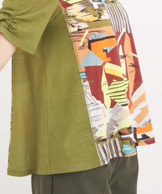 【洗える】切り替えデザインアートプリントＴシャツ