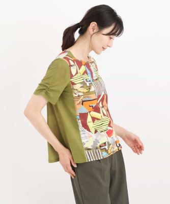 【洗える】切り替えデザインアートプリントＴシャツ