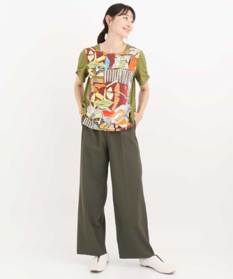 【洗える】切り替えデザインアートプリントＴシャツ