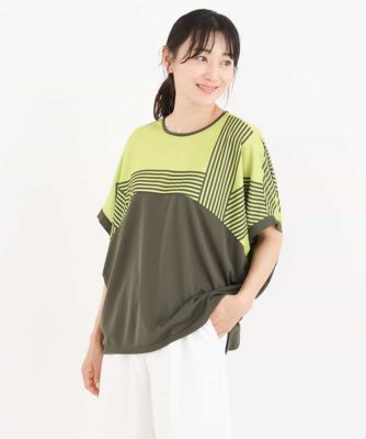 ＜HIROKO BIS (Women)＞【洗濯機で洗える】ストライプミックスデザインプルオーバー