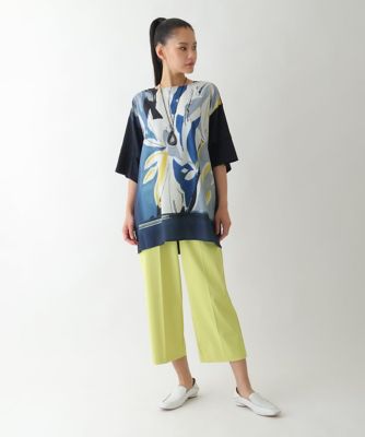 アートプリント ダークグリーン チュニック アートプリント切り替えデザインチュニック ／洗える | HIROKO