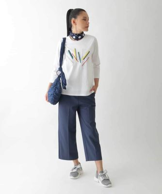 コシノヒロコ　手刺繍オリジナルデザイン　インパクトあり ボタニカルレース刺繍デザインコート /日本製(ノーカラーコート