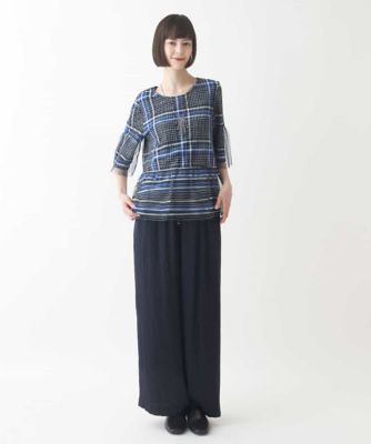 ボーダー×ストライプ ジョイントレイヤードトップ ／洗濯機で洗える