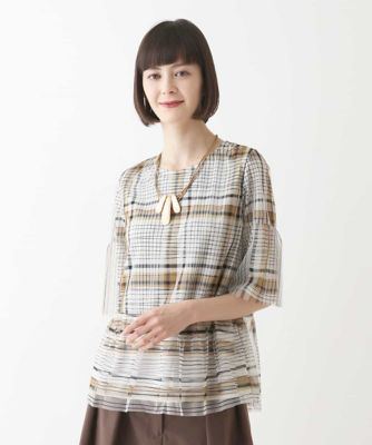 HIROKO BIS (Women)/ヒロコビス ボーダー×ストライプ　ジョイントレイヤードトップ　／洗濯機で洗える