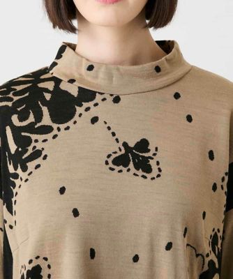 リーフモチーフ切り替えデザインニットソー ／洗える | HIROKO BIS