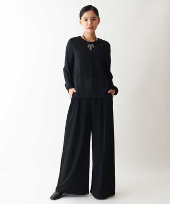 ソフトサテン布帛ドッキングカットソー　／洗濯機で洗える