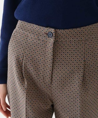 【洗える／日本製】ダイヤ柄ジャカードスリムパンツ