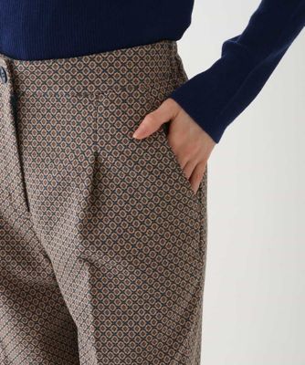 【洗える／日本製】ダイヤ柄ジャカードスリムパンツ