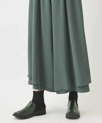 レイヤードヘムドレープフレアパンツ　／洗える