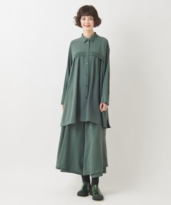 レイヤードヘムドレープフレアパンツ　／洗える