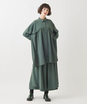 レイヤードヘムドレープフレアパンツ　／洗える