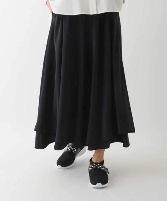 レイヤードヘムドレープフレアパンツ　／洗える