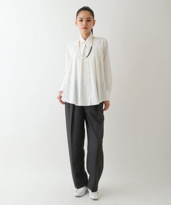 【新品】HIROKO BISアイボリー カジュアルパンツ ウエストゴム13AB号 ストレッチセンタープレスパンツ | HIROKO BIS (Women
