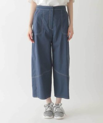 リネンライクストレッチ八分丈パンツ　／洗える
