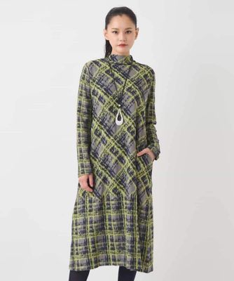 HIROKO BIS (Women)/ヒロコビス チェックパイルジャカードワンピース 92グレー ワンピース・ドレス【三越伊勢丹/公式】