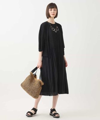 【接触冷感】ランダムプリーツワンピース　／洗える