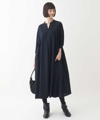 異素材バックギャザージョイントワンピース　／洗える