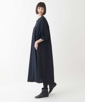 異素材バックギャザージョイントワンピース　／洗える