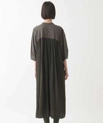 異素材バックギャザージョイントワンピース　／洗える