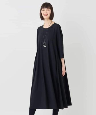HIROKO BIS (Women)/ヒロコビス 七分丈ナイロンフレアワンピース /洗える 94ブラック ワンピース・ドレス【三越伊勢丹/公式】