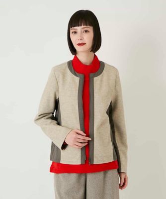 ＜HIROKO BIS (Women)＞異素材ノーカラージャケット　／洗える