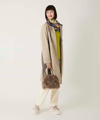 異素材スタンドカラーロングコート ／洗える | HIROKO BIS (Women