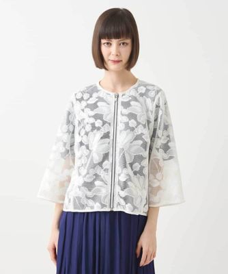 ＜HIROKO BIS (Women)＞ダブルメッシュフラワー刺繍ジャケット　／洗える