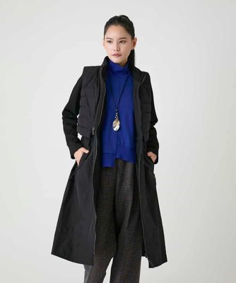 ハイパーオーバーサイズロングコート黒[xlillidnmonoy-3fr2] 3WAY】ドッキングベスト異素材MIXロングコート | HIROKO BIS