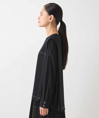 HIROKO BIS / ヒロコビス 配色ステッチドッキングデザインプルオーバー /洗える 配色ステッチドッキングデザインプルオーバー ／洗える | HIROKO