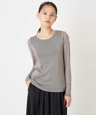 ＜HIROKO BIS (Women)＞【洗濯機で洗える】チュール丸首カットソー