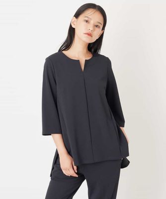 ＜HIROKO BIS (Women)＞【洗える】ジョーゼットジャージーキーネックプルオーバー