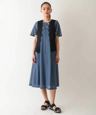 【ＵＶカット／遮熱性】ラッセルメッシュＡラインワンピース　／洗濯機で洗える