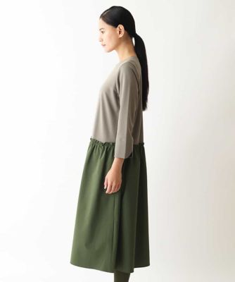 異素材ジョイントワンピース　／洗える