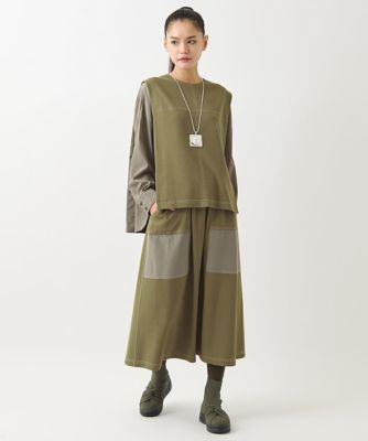 配色ステッチジャージーデザインスカート　／洗える