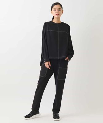 配色ステッチジャージーデザインパンツ　／洗える