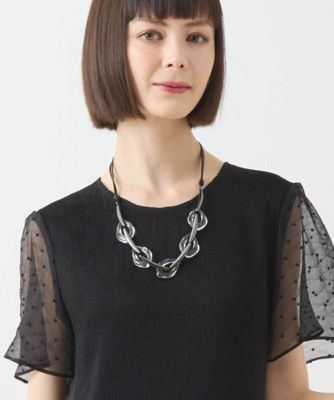 ＜HIROKO BIS (Women)＞クリア×メタルパーツネックレス