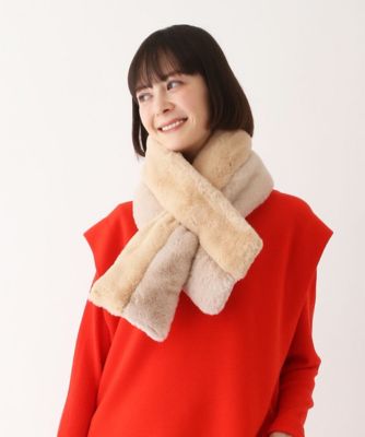 ＜HIROKO BIS (Women)＞【洗える】バイカラーデザインフェイクファーティペット