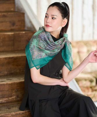 【ご予約品】スカーフ　ボックス付き マルチウェイスカーフ柄プリントストール ／洗える | HIROKO BIS