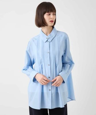 【大きいサイズ】コットンシルクピンタックブラウス　／洗える