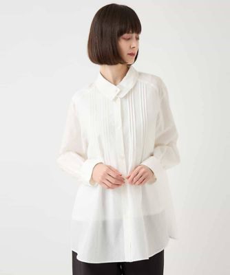【大きいサイズ】コットンシルクピンタックブラウス　／洗える