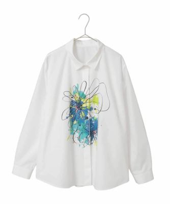 ＜HIROKO BIS GRANDE (Women)＞【大きいサイズ】ドローイングフラワーブラウス　／洗える