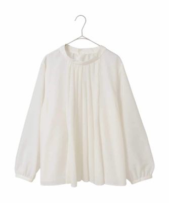 ＜HIROKO BIS GRANDE (Women)＞【大きいサイズ】スタンドカラーかまぼこプリーツブラウス　／洗える