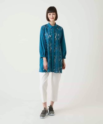 大きいサイズ】フラワー刺繍コットンロングシャツ ／洗える | HIROKO