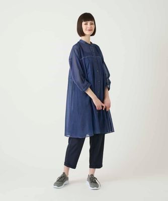 大きいサイズ】サテンデニムタックフレアチュニック | HIROKO BIS