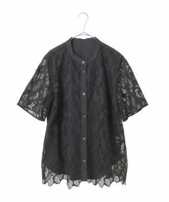 【大きいサイズ】迷彩レースジョイントブラウス　／洗える